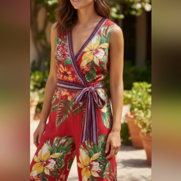 Flying Tomato Pants - NWT FLYING TOMATO | $125 Tropical Waist-Tie Jumpsuit